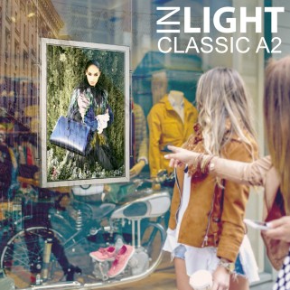 ФРЕЙМЛАЙТ А2 INLIGHT CLASSIC ДВОСТОРОННІЙ НА ТРОСАХ | світлова панель в клік-рамці на тросах